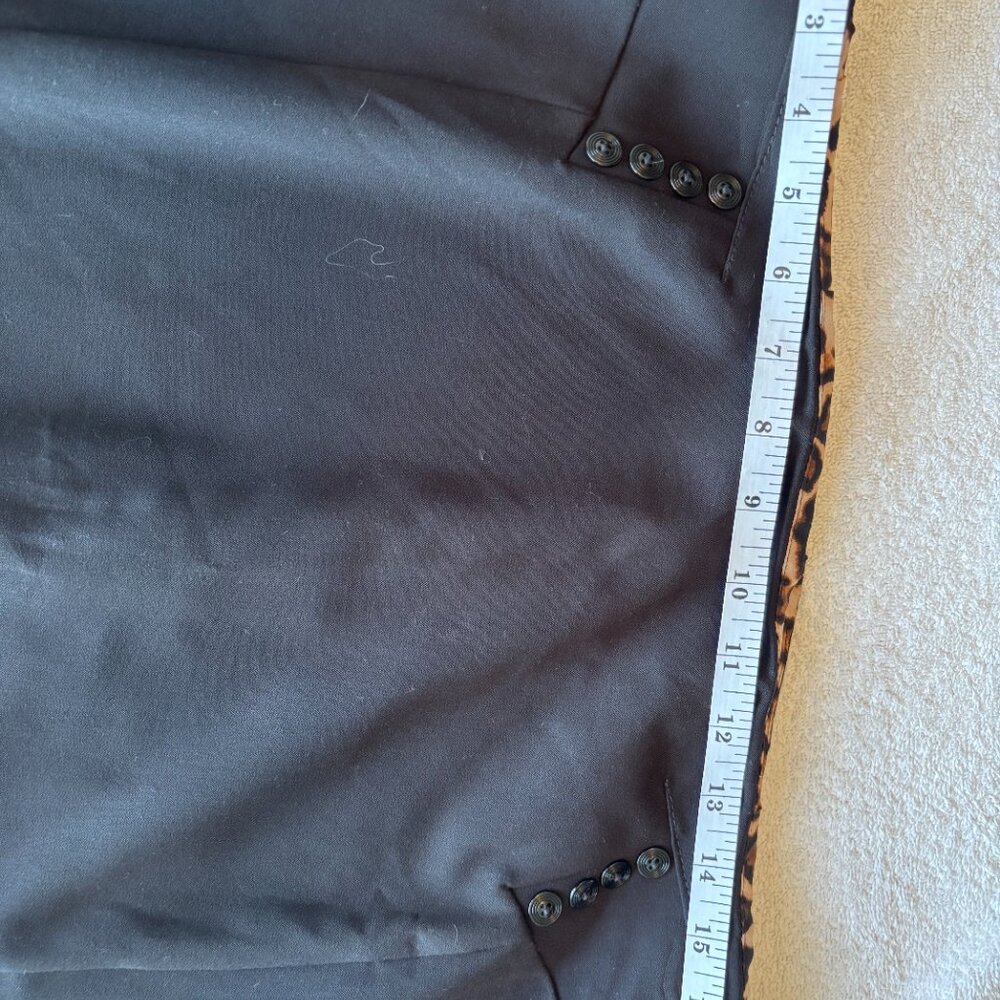 White House Black Market Black Pencil Skirt Leopard Print Lining Size 12 - Picture 8 of 8